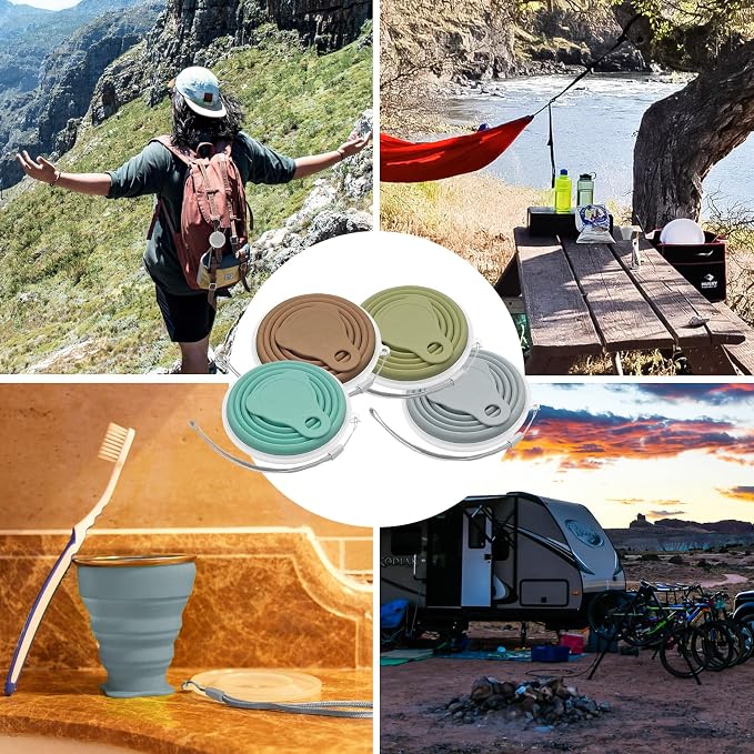 Litoexpe 4 Pack Silicone Collapsible Travel Cup Portable Folding Camping Cup - Image 7