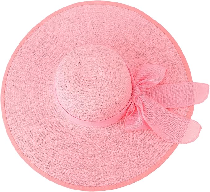 DRESHOW Beach Hats for Women Big Straw Wide Brim Summer Hat Floppy Foldable - Image 5