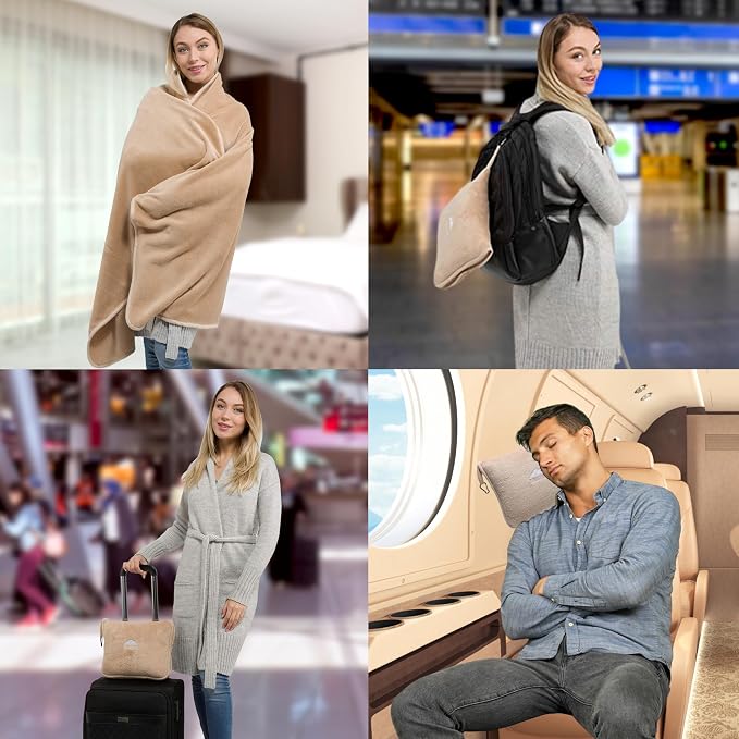 BlueHills Premium Soft Tall Travel Blanket Pillow - Image 2