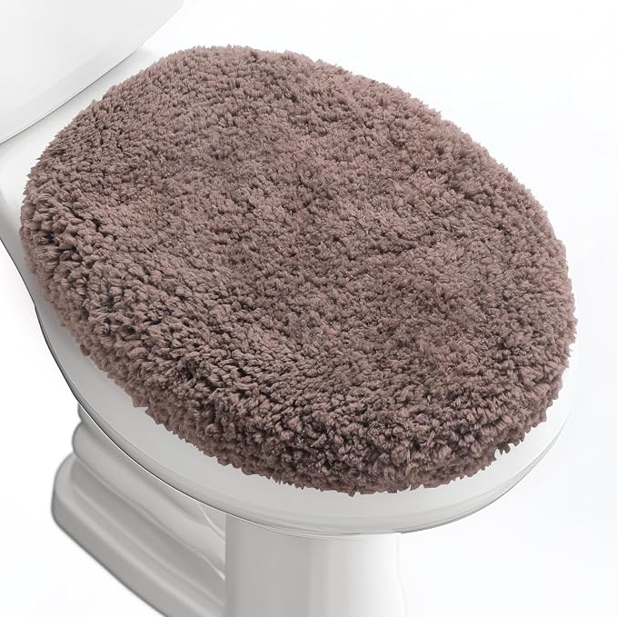 Microfiber Elongated Toilet Seat Cover 19.5"x 15" Machine Washable Solid Toilet by Baahrnom