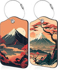 2 Pack Luggage Tag for Suitcase Japanese Mount Fuji and Sea Leather Travel by Unknown