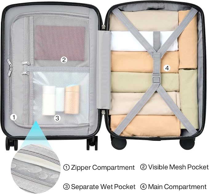Hanke Hard Shell Luggage Sets 3 Pieces, Carry On and Checked Luggage Sets - Image 6