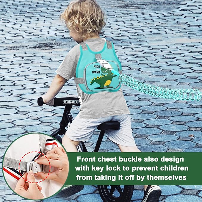 Accmor Toddler Harness Leash+ Anti Lost Wrist Link, Cute Dinosaur Kids Harness - Image 6