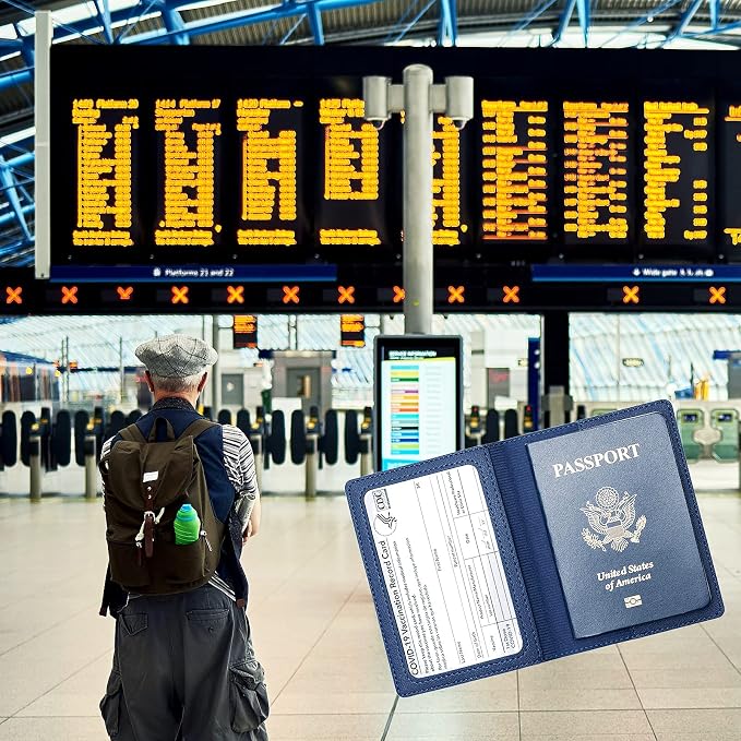 2 Pack Passport covers and Vaccine Card Holder PU Leather Passport Wallet - Image 5