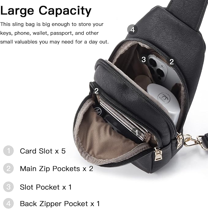 Telena Small Sling Bag for Women Leather Crossbody Fanny Packs Chest Bag for - Image 3
