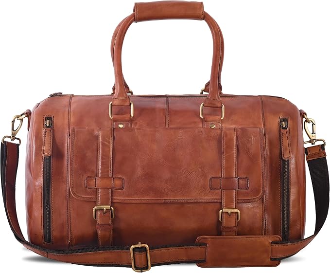 Genuine Leather Duffle Bag for Men | Vintage Weekender Travel Bag | Overnight by OakLeathers