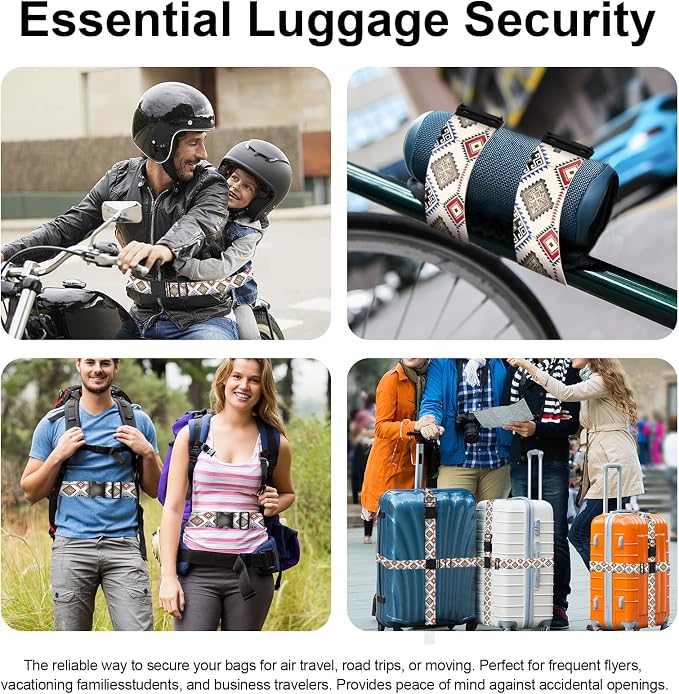2 Pack Luggage Straps, Adjustable Cute Printing - Image 2