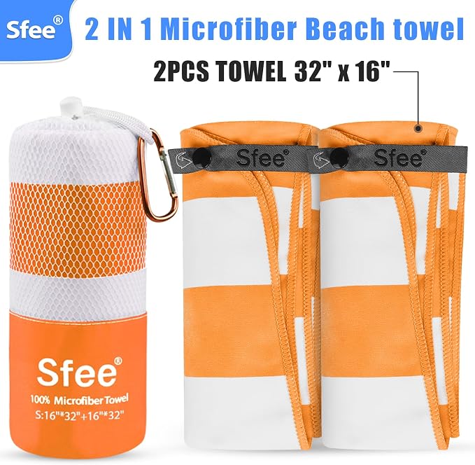 Sfee 2 in 1 Microfiber Travel Towel, Quick Dry Towel Camping Beach Towel Super - Image 2
