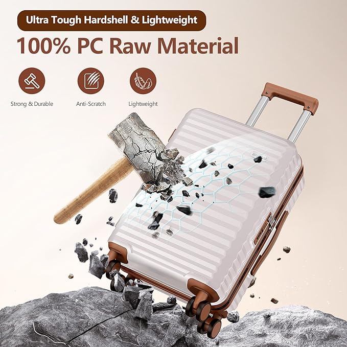 SHOWKOO Suitcase Hardside Expandable Luggage Set, Suitcase - Image 3