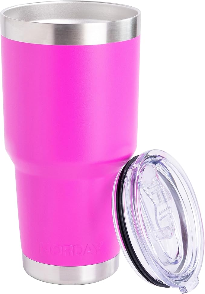 NORDAY | Tumbler with Lid - 30oz - Pink Insulated Tumbler - Stainless Steel by Norday