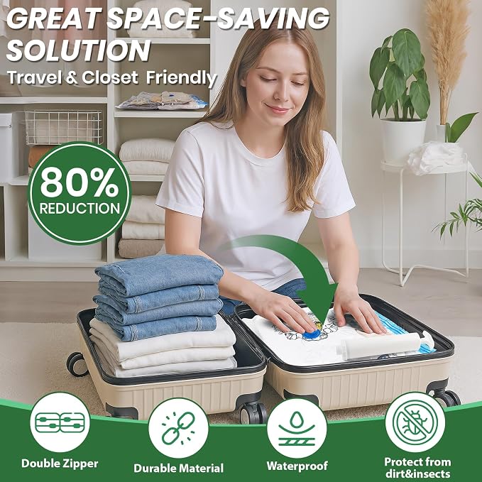 Vacuum Storage Bags, Comforters, Pillows-6 Jumbo+6 Large+6 Medium+6 Small+6 - Image 2