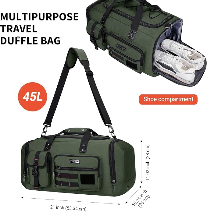 WITZMAN Travel Duffel Bags for Men Large Carry On Weekender Overnight Bag 3 in - Image 7
