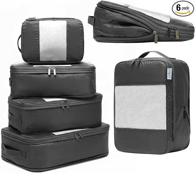 6-Pack Compression Packing Cubes Travel Essentials by NookTheory