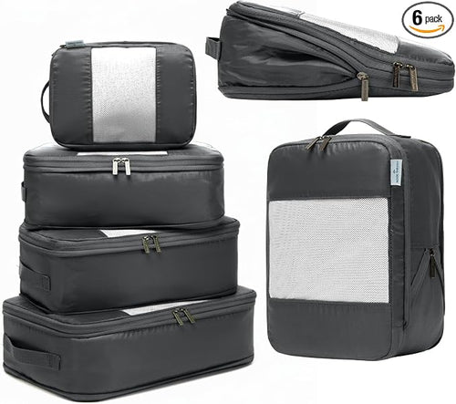 6-Pack Compression Packing Cubes Travel Essentials by NookTheory