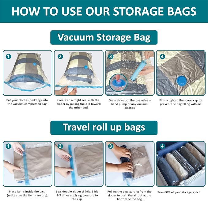 30 Pack Vacuum Storage Bags, Space Saver Vacuum Storage Bags, Vacuum Seal Bags - Image 6