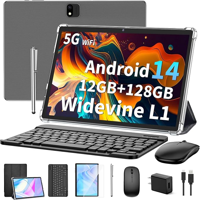 Android 14 Tablet with Keyboard, 12GB RAM, 128GB Storage, 1TB Expandable by Unknown