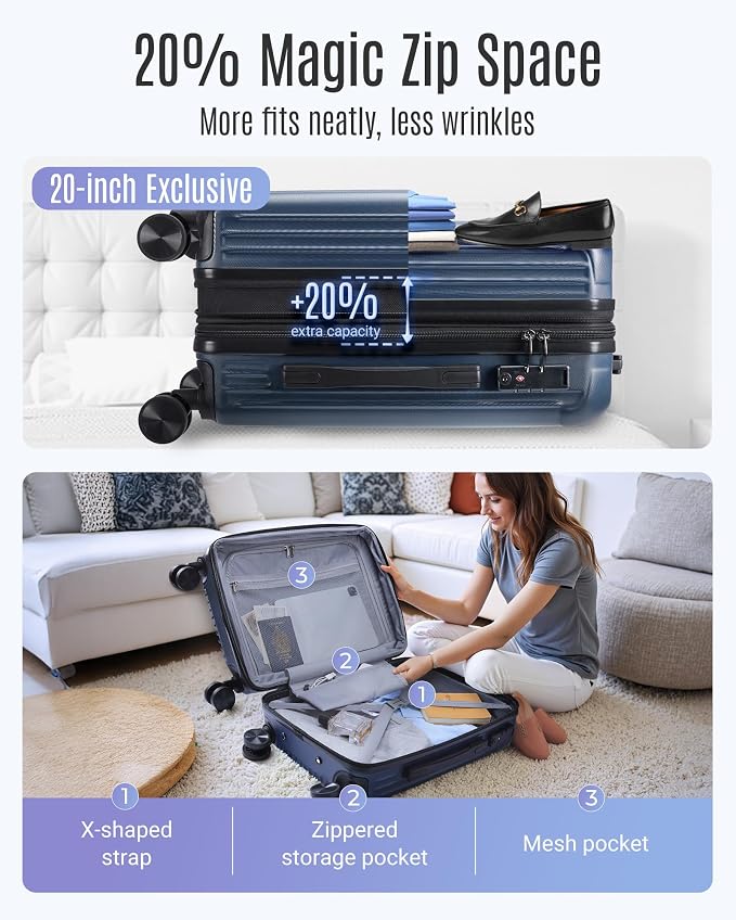 LIGHT FLIGHT Luggage Sets, Durable Hard Shell 3 Piece Set Suitcase - Image 7