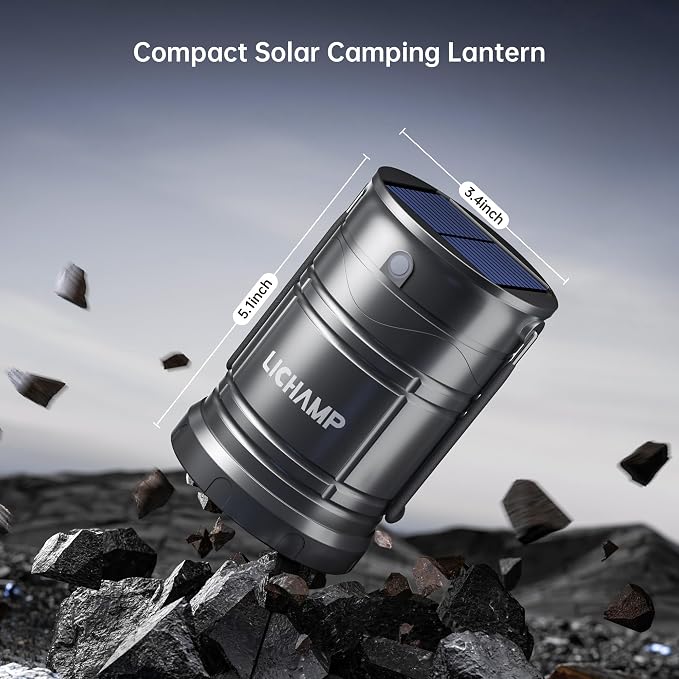 Lichamp 2-Pack Solar Camping Lantern, USB Rechargeable LED Lanterns Battery - Image 5