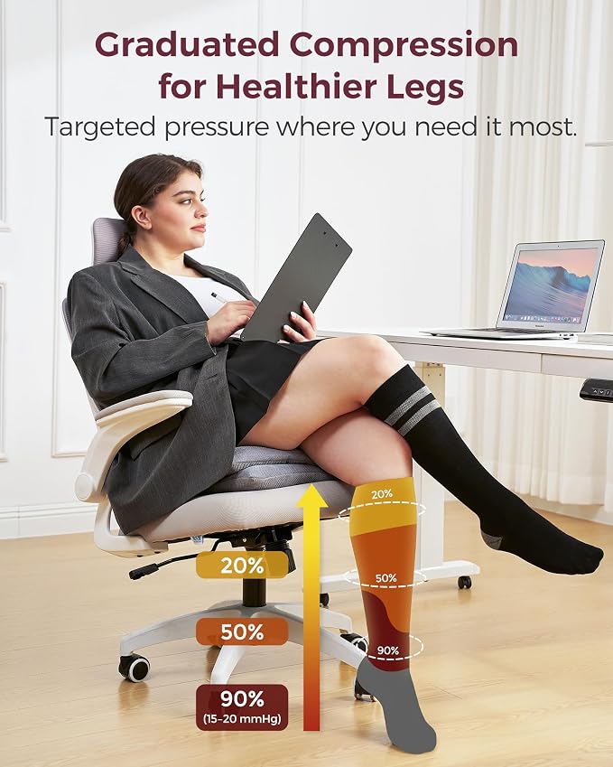 Momcozy Compression Socks for Women Wide Calf, 15-20mmHg Knee High Support - Image 4