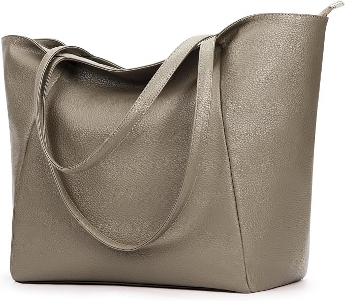 KALIDI Large Tote Bag Vegan Leather Casual Zipper Work Bag Weekender Hobo by KALIDI
