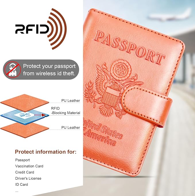 Herain Passport Holder for Travel Cruise Essentials, RFID Passports Book Card - Image 5