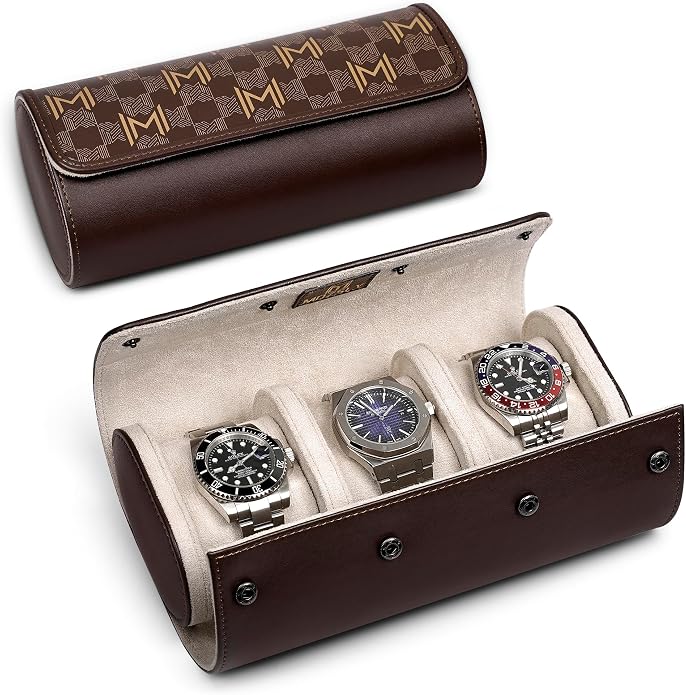 MOZSLY Watch Roll Travel Case 3 Slots Portable Watches Box Organizer Storage by MOZSLY