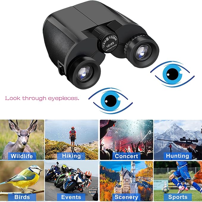 12x25 Compact Binoculars for Adults & Kids, High Powered Lightweight Waterproof - Image 2