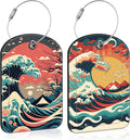 Japanese Style Ocean Wave Sun Leather Luggage Tag by Unknown
