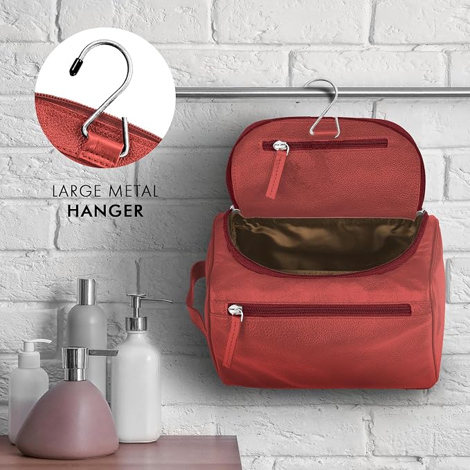 Leather Toiletry Bag For Men Women Dopp Kit Mens Hanging Toiletry Bag Travel - Image 6