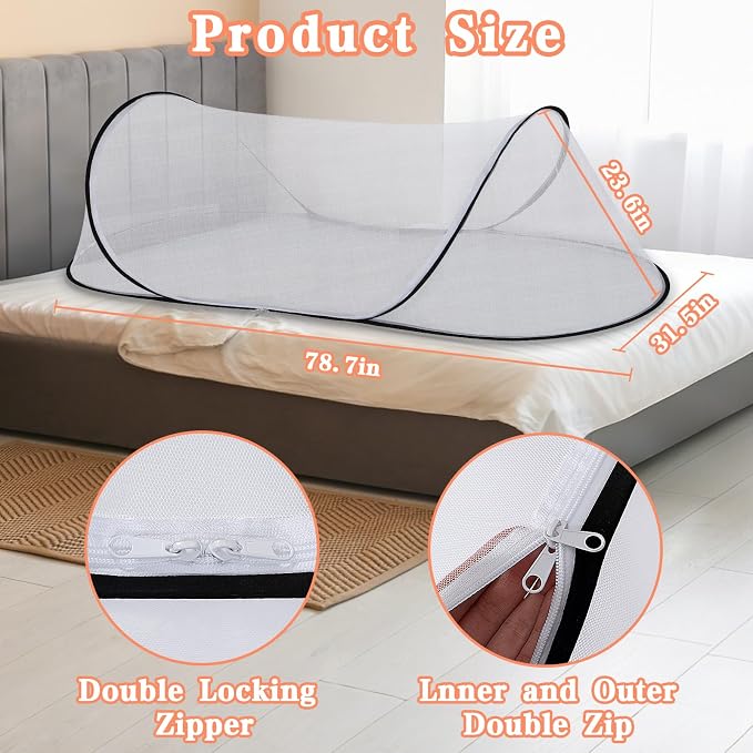 78.7 x 31.5 x 23.6 Inch Large Collapsible Portable Mosquito Net, Pop Up - Image 5