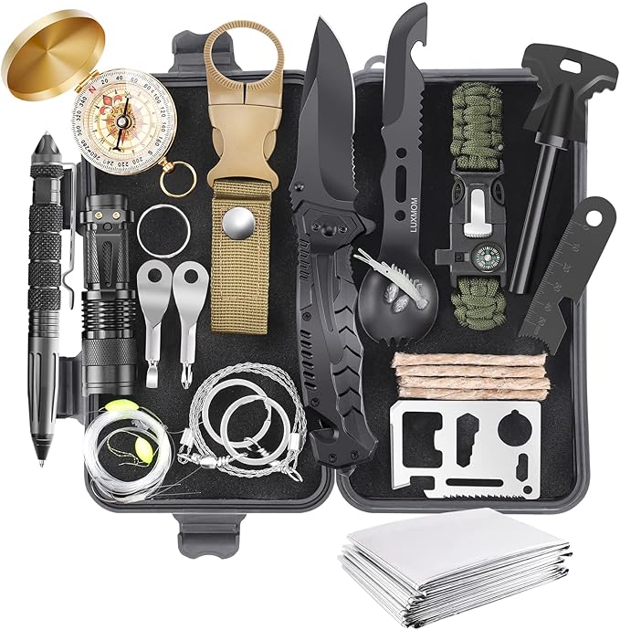 Gifts for Men Dad Husband Teenage Boy, Survival Kit 28 in 1, Survival Gear Tool by LUXMOM