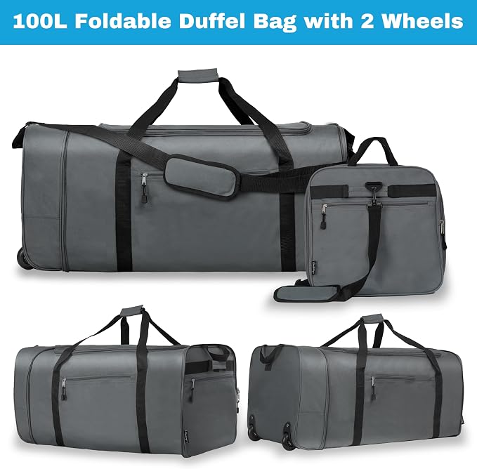 Finnhomy 100L Foldable Rolling Duffel Bag - Image 3
