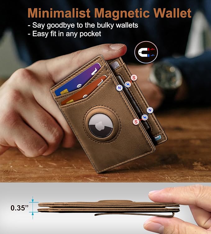 Airtag Wallet for Men- with Money Clip Gift Boxed, Magnetic Closure Slim - Image 4