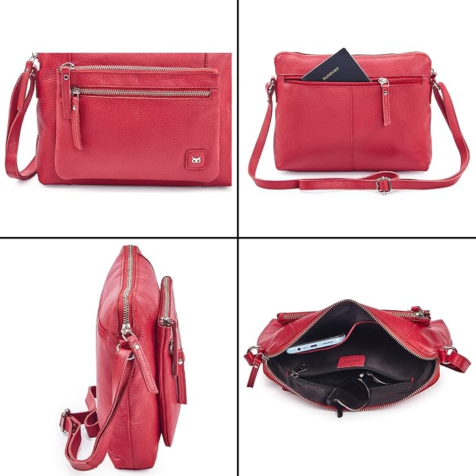 Wise Owl Accessories Small Soft Pebbled Real Leather Crossbody Handbags Purses - Image 5