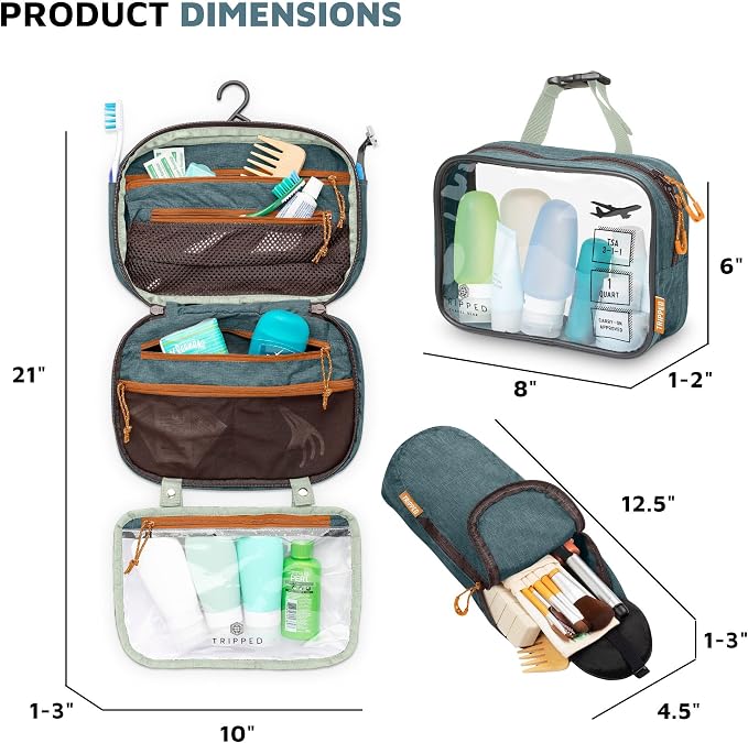 Toiletry Bag Kit Set: Hanging Travel Toiletry Bag + 311 TSA Cosmetic Liquid Bag - Image 3