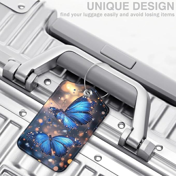 2 Pcs Blue Butterfly Luggage Tags - Image 5