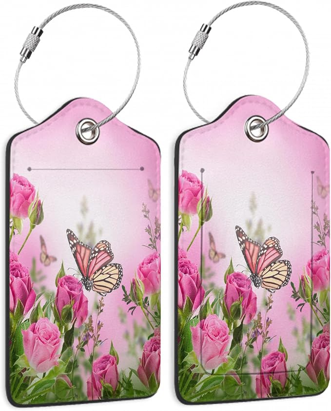 2 Pack Luggage TagsButterfly Rose Floral by TXIANT