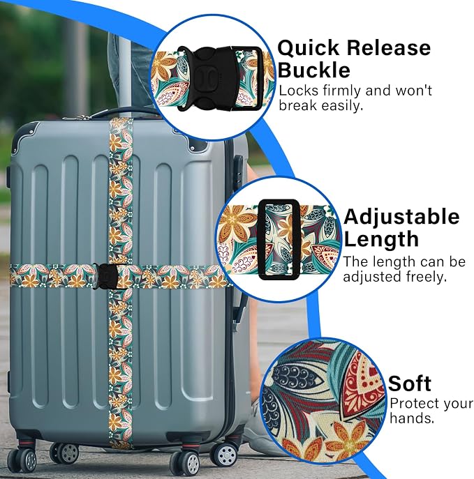 2 Pack Luggage Straps for Suitcases, Adjustable Travel Belt - Image 4
