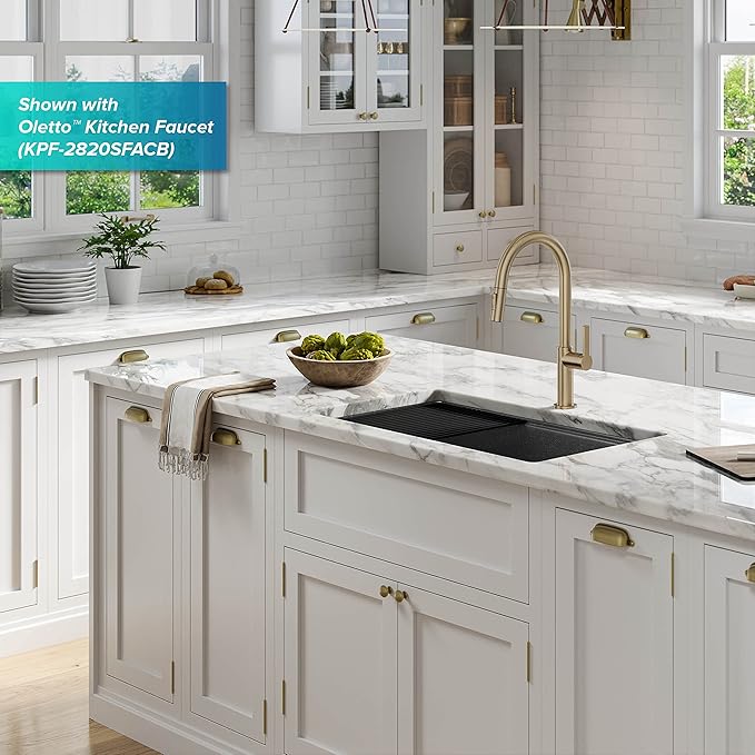 KRAUS Bellucci 32” in. Undermount Workstation Granite Kitchen Sink in Metallic - Image 3