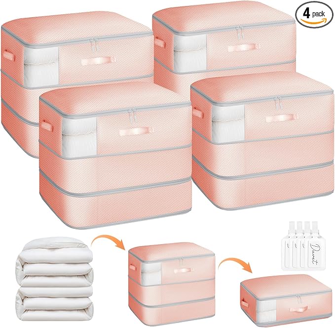 4 Pack Compression Storage Bags - 110L Large Capacity Comforter Storage Bag by Homsorout