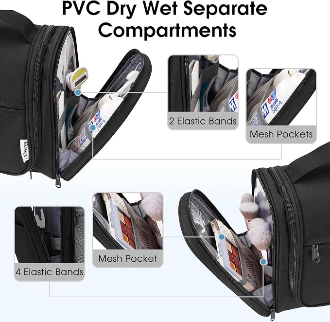 Narwey Hanging Toiletry Bag for Women Travel Makeup Bag Organizer Toiletries - Image 3