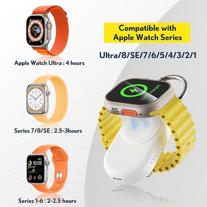 PZOZ Portable Apple Watch Wireless Travel Charger, 1200mAh Power Bank iWatch - Image 6