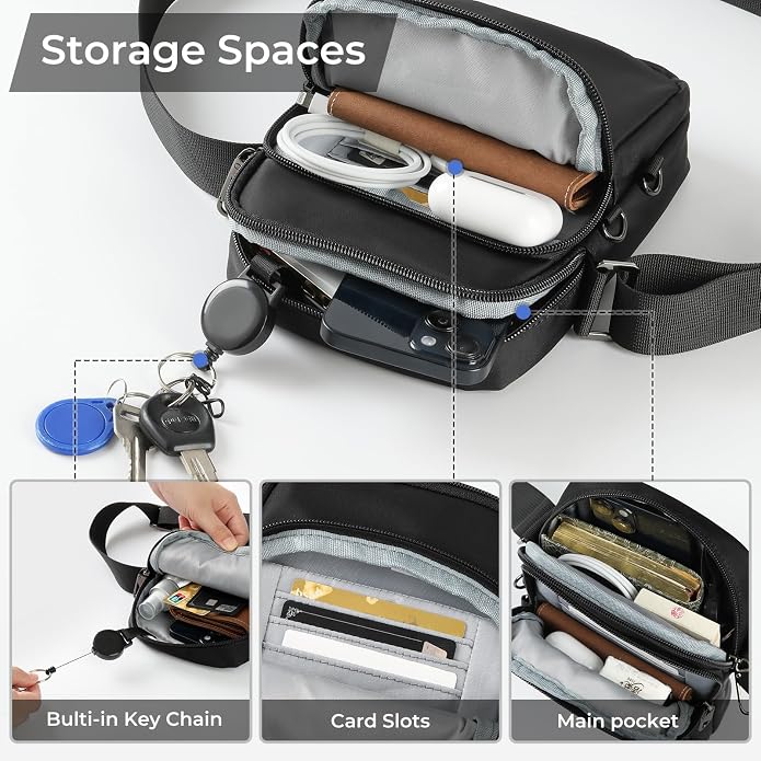 BROADREAM Small Crossbody Bag Men Women, Anti-Theft Crossbody Sling bags - Image 4