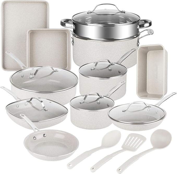 Granitestone 20 Pc Ceramic Cookware Set Nonstick, Complete Pots and Pans Set by Granitestone+