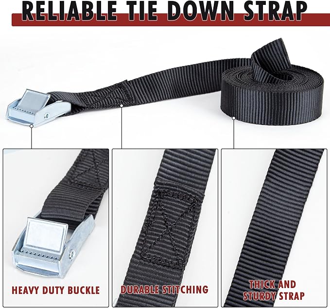 Cartman 1" x 12' Lashing Straps Cargo Tie-Down Strap Up to 600lbs, 6pk in Carry - Image 2