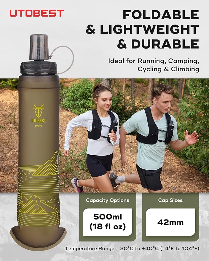 UTOBEST 500ml Soft Flask, 2 Pack Flexible TPU Hydration Water Bottle, - Image 5
