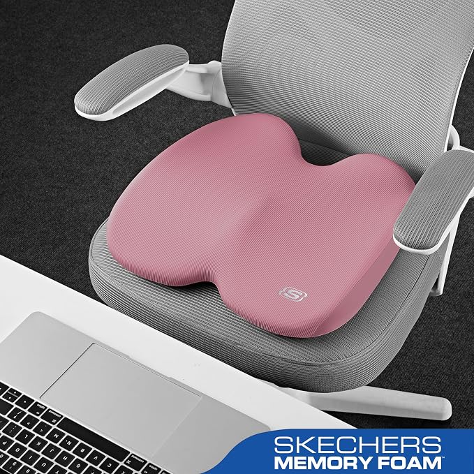 Skechers Memory Foam Seat Cushion, Ribbed Fabric Office Chair Cushion - Image 4