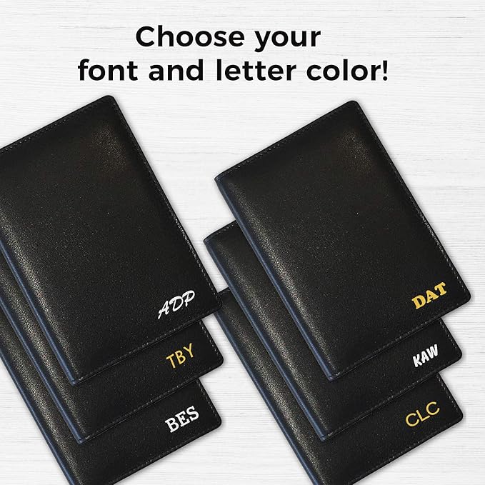 Personalized Monogrammed Black Leather RFID Passport Wallet - Image 3