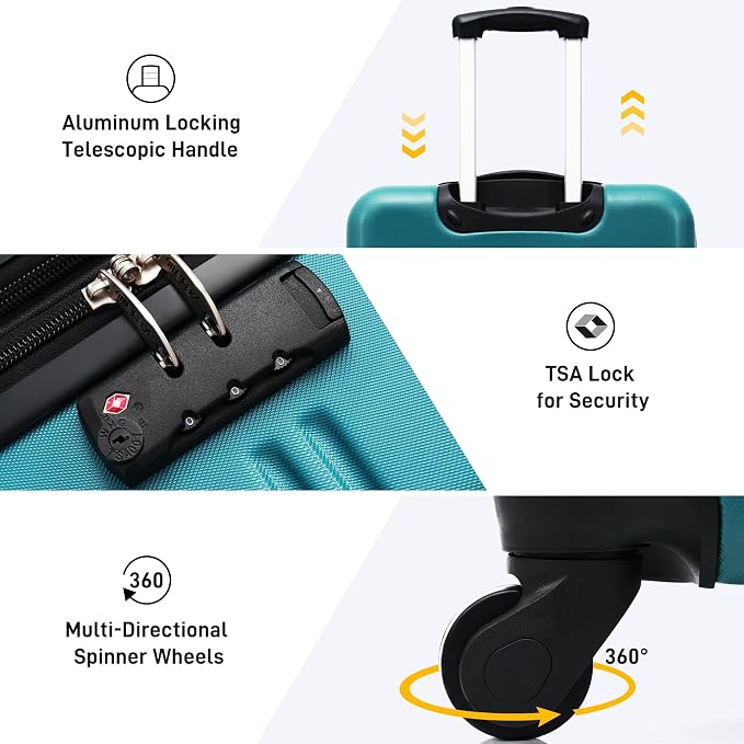 Merax Luggage Sets of 3 Piece Carry on Suitcase Airline Approved, Hard Case - Image 3