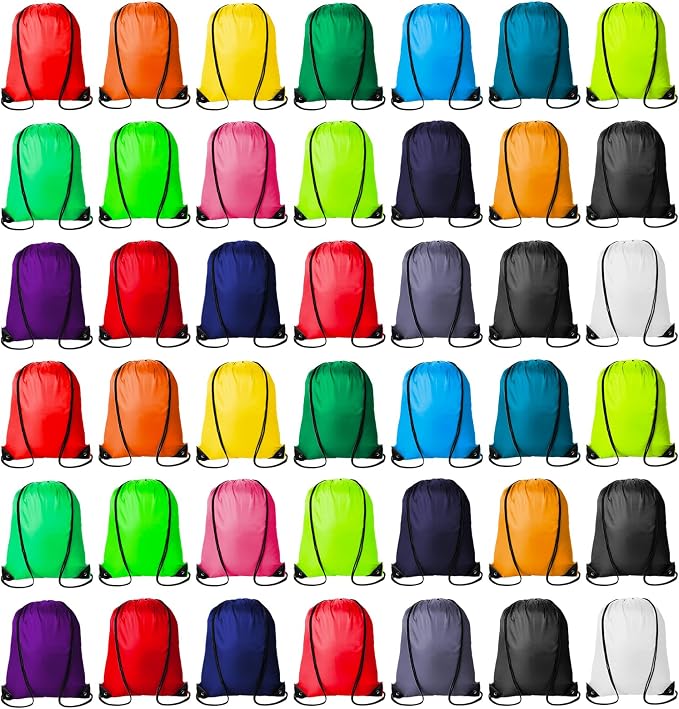 42 Pcs Drawstring Backpack Bags Sack Pack Cinch Tote Sport Storage Polyester Bag by Topspeeder